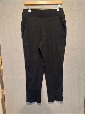 Pact Black Ponte Skinny Ankle Pants with Front Slits